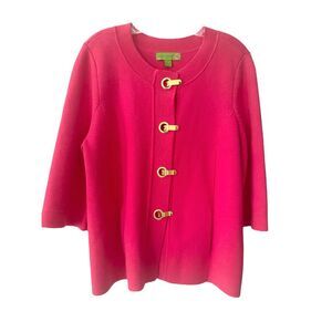 Island Republic Cotton Blend Hot Pink Knit Cardigan Sz L